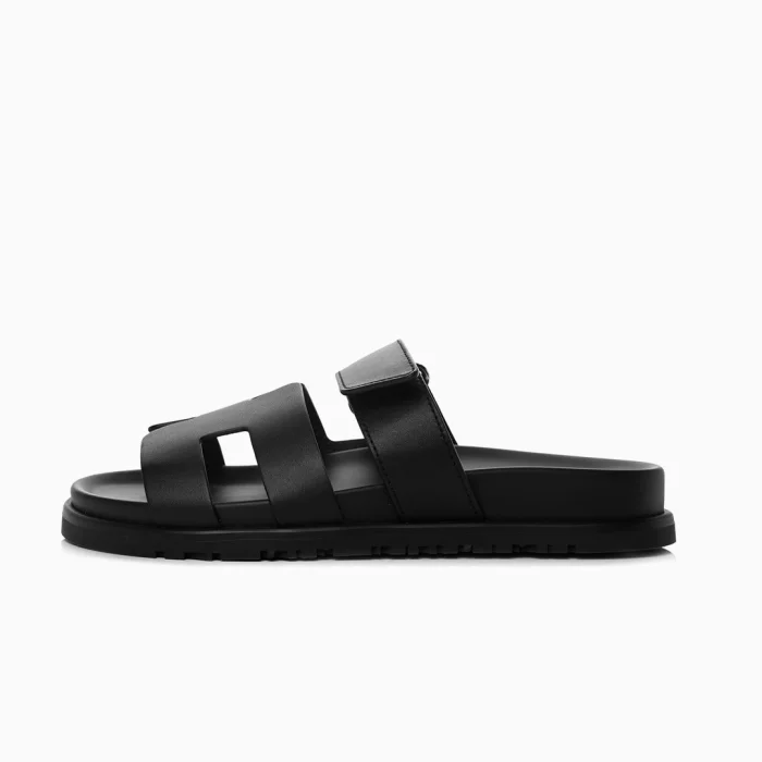 Hermes Calfskin Womens Chypre Sandals Black