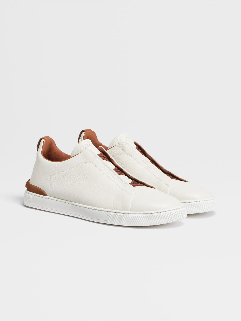 Zegna OFF WHITE DEERSKIN TRIPLE STITCH™ SNEAKERS