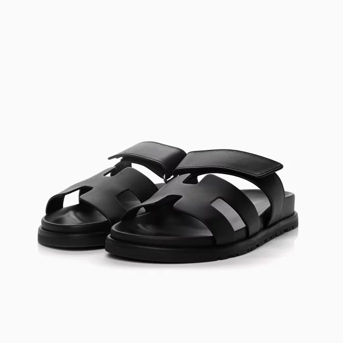 Hermes Calfskin Womens Chypre Sandals Black