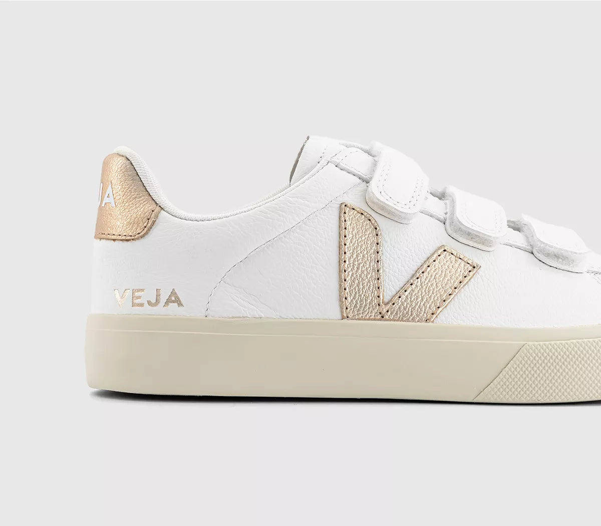 Veja Recife Chromefree Suede Triple Strap Sneaker White Bronze