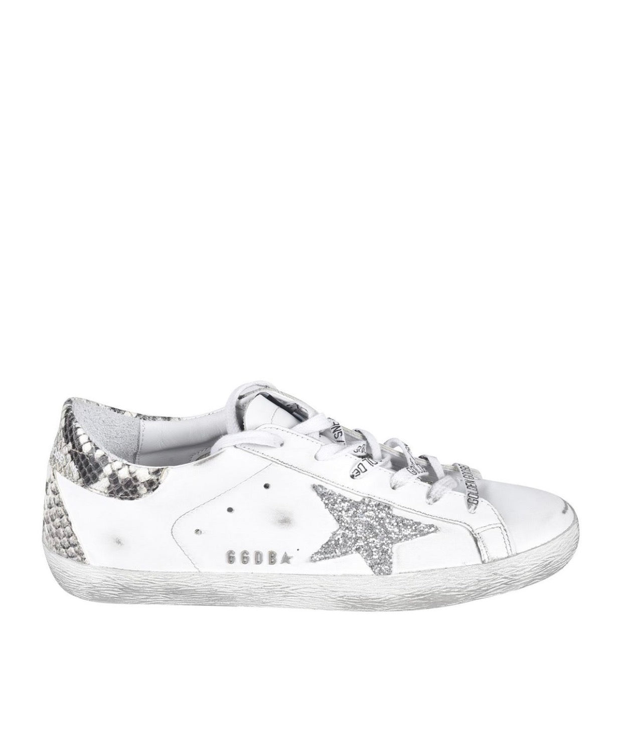 Golden Goose Super-Star White / Silver Glitter