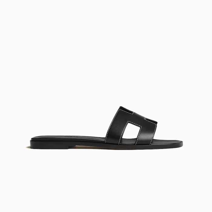 Hermes Black Oran slippers