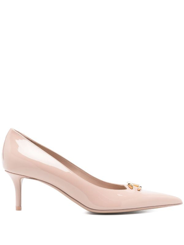 Valentino Garavani VLOGO Patent Leather Pumps Nude Beige