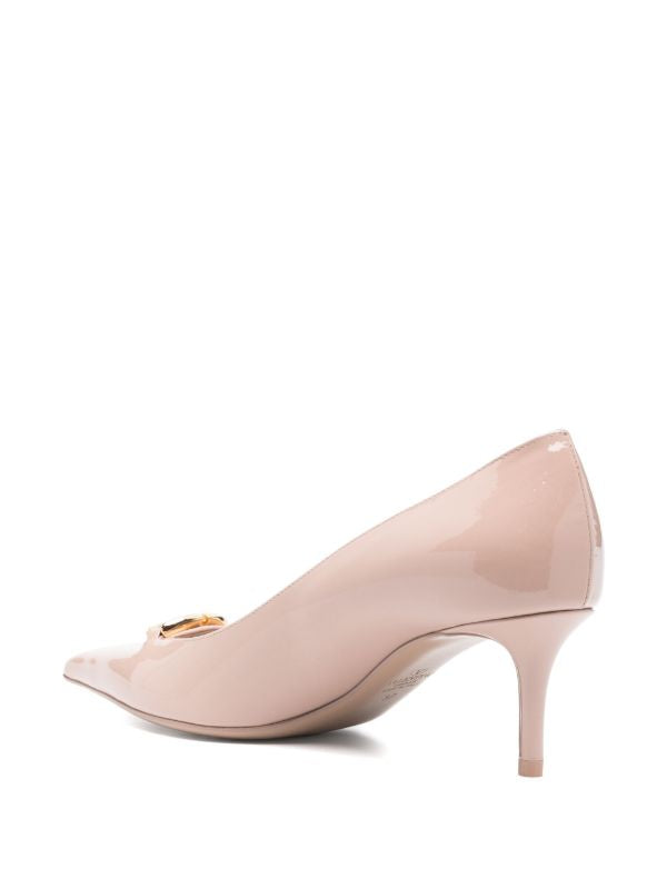 Valentino Garavani VLOGO Patent Leather Pumps Nude Beige