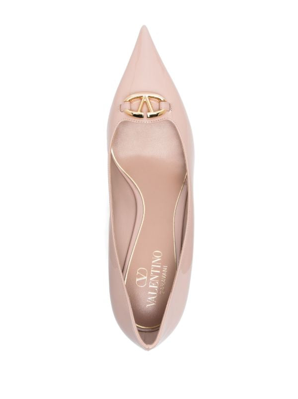 Valentino Garavani VLOGO Patent Leather Pumps Nude Beige
