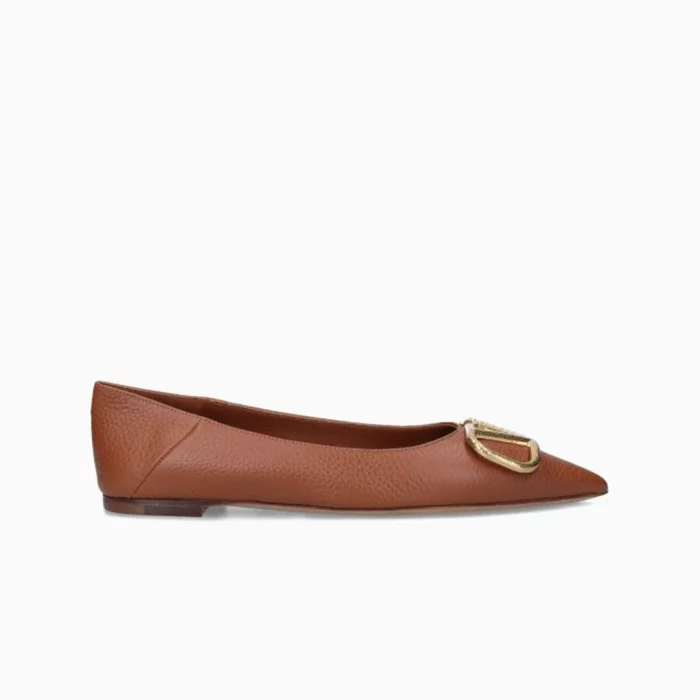Valentino Garavani Kamel Leather VLOGO Flats