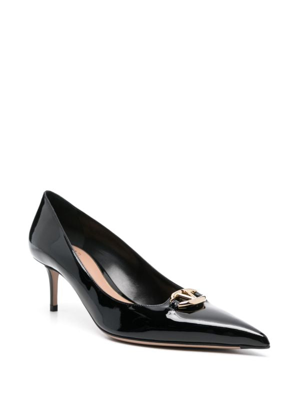 Valentino Garavani VLOGO Patent Leather Pumps Black