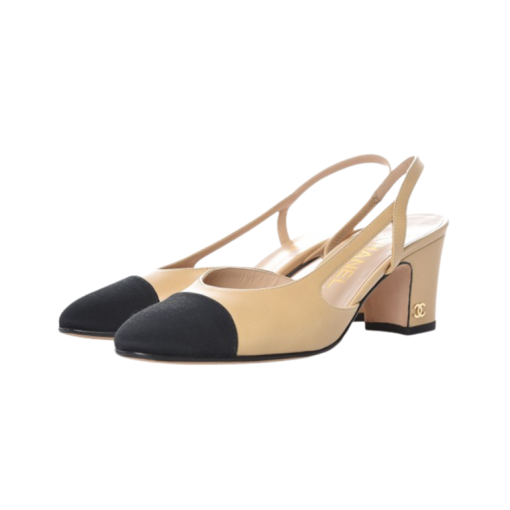 Chanel Two-Tone Slingback Heel Sandals