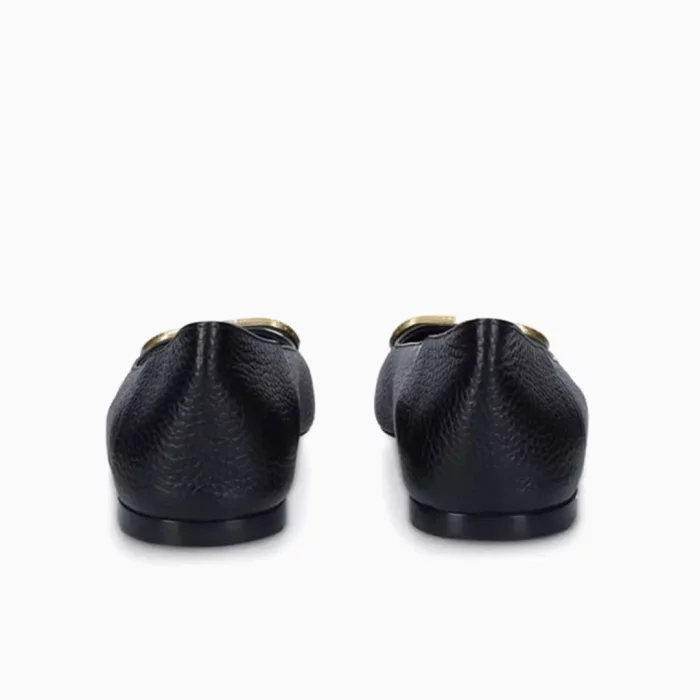 Valentino Garavani Black Leather VLOGO Flats black