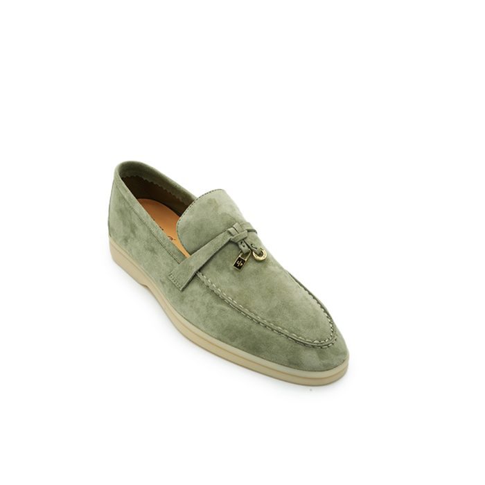 Loro Piana Mint Green Suede Summer Charms Walk Moccasins