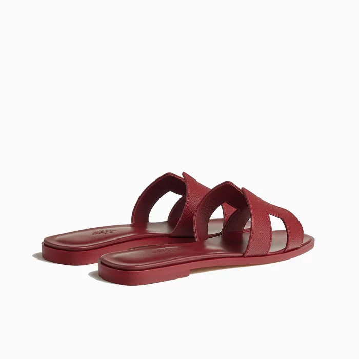 Hermes Burgundy Oran Slippers