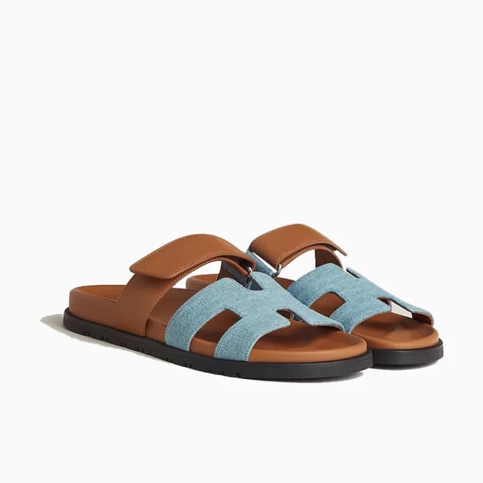 Hermes Chypre Blue Jeans with Camel Sandals